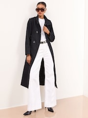 Lipsy Navy Blue Funnel Neck Trench Coat - Image 1 of 5