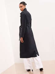 Lipsy Navy Blue Funnel Neck Trench Coat - Image 3 of 5