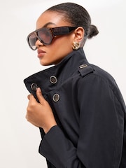Lipsy Navy Blue Funnel Neck Trench Coat - Image 5 of 5
