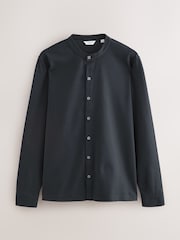 Navy Blue Long Sleeve Grandad Neck T-Shirt - Image 1 of 3