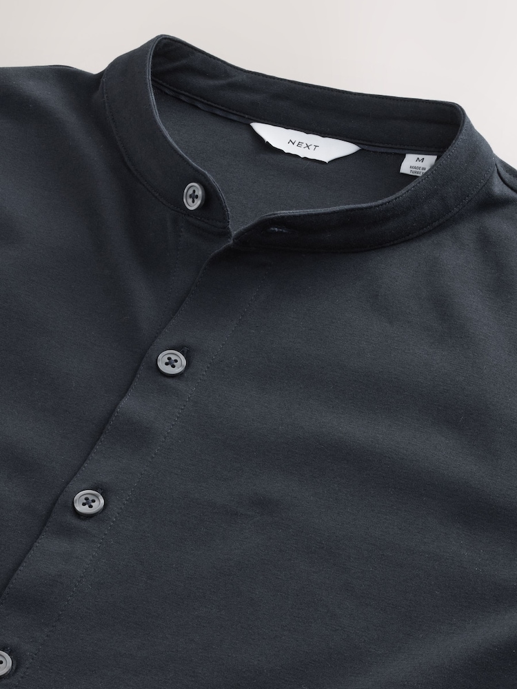Navy Blue Long Sleeve Grandad Neck T-Shirt - Image 3 of 3