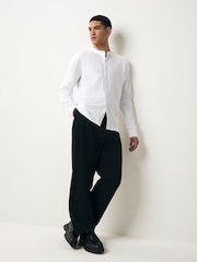 White Long Sleeve Grandad Neck T-Shirt - Image 3 of 7