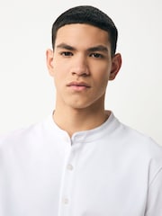 White Long Sleeve Grandad Neck T-Shirt - Image 4 of 7