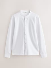 White Long Sleeve Grandad Neck T-Shirt - Image 5 of 7