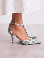 Snake Forever Comfort® Leather T-Bar Pointed Toe Heels - Image 2 of 9