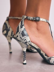Snake Forever Comfort® Leather T-Bar Pointed Toe Heels - Image 4 of 9