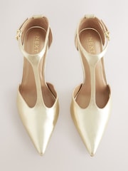 Gold Forever Comfort® Leather T-Bar Pointed Toe Heels - Image 2 of 5