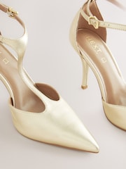 Gold Forever Comfort® Leather T-Bar Pointed Toe Heels - Image 4 of 5
