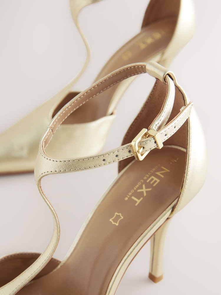 Gold Forever Comfort® Leather T-Bar Pointed Toe Heels - Image 5 of 5