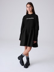 smALLSAINTS Black Logo Chevron Long Sleeve T-Shirt Dress - Image 1 of 10