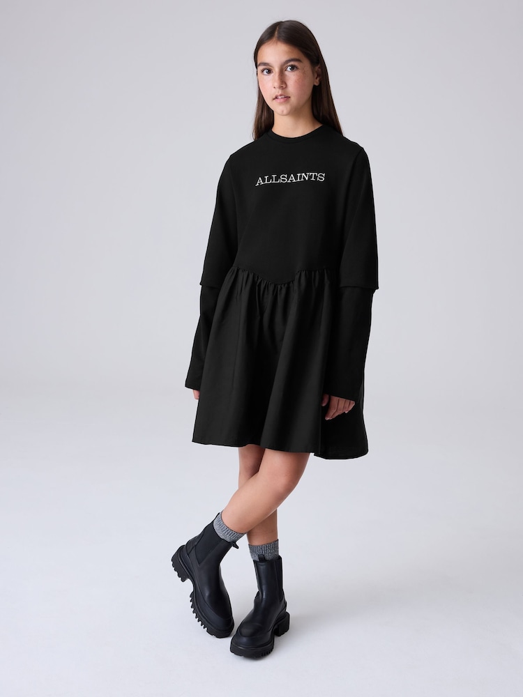 smALLSAINTS Black Logo Chevron Long Sleeve T-Shirt Dress - Image 1 of 10