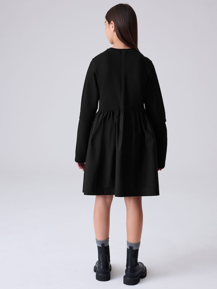 smALLSAINTS Black Logo Chevron Long Sleeve T-Shirt Dress - Image 2 of 10