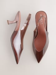 Čokoladno rjava - Forever Comfort® Point Toe Vinyl Slingback Kitten Heels - Slika 1 iz 5