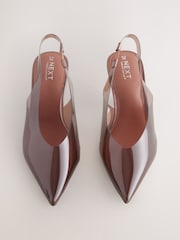 Čokoladno rjava - Forever Comfort® Point Toe Vinyl Slingback Kitten Heels - Slika 2 iz 5
