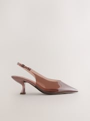 Čokoladno rjava - Forever Comfort® Point Toe Vinyl Slingback Kitten Heels - Slika 3 iz 5