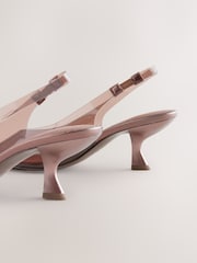 Čokoladno rjava - Forever Comfort® Point Toe Vinyl Slingback Kitten Heels - Slika 4 iz 5