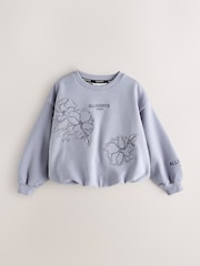smALLSAINTS Lilac Purple Flower Bubble Hem Crew Sweatshirt - Image 1 of 5