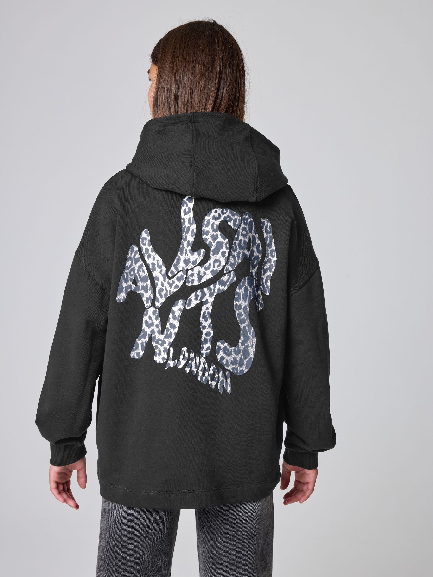 Buy smALLSAINTS Black/Leopard Orlando Oversized Pullover Hoodie