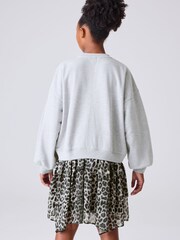 smALLSAINTS Grey Leopard Sweat Tiered Mock Dress - Image 5 of 10