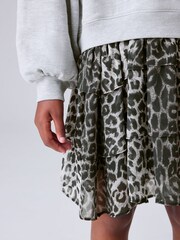smALLSAINTS Grey Leopard Sweat Tiered Mock Dress - Image 6 of 10