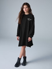 smALLSAINTS Black Underground Pleated Back Oversized Sweat Dress - Image 1 of 10