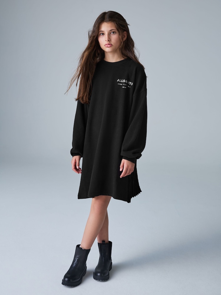 smALLSAINTS Black Underground Pleated Back Oversized Sweat Dress - Image 1 of 10