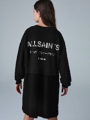smALLSAINTS Black Underground Pleated Back Oversized Sweat Dress - Image 2 of 10