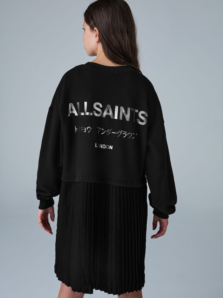 smALLSAINTS Black Underground Pleated Back Oversized Sweat Dress - Image 2 of 10