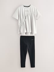 smALLSAINTS Silver/Black Ruched T-Shirt and Legging Set - Image 7 of 9