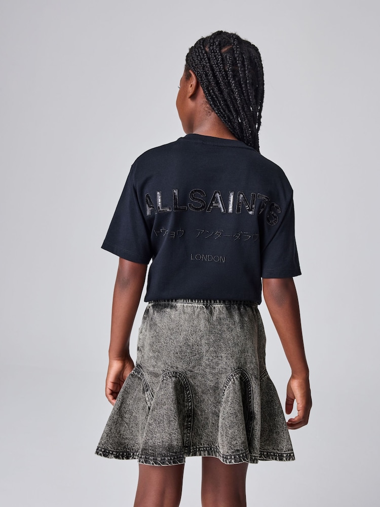 smALLSAINTS Charcoal Grey Godet Denim Skirt - Image 2 of 9 smALLSAINTS Charcoal Grey Godet Denim Skirt - Image 2 of 9