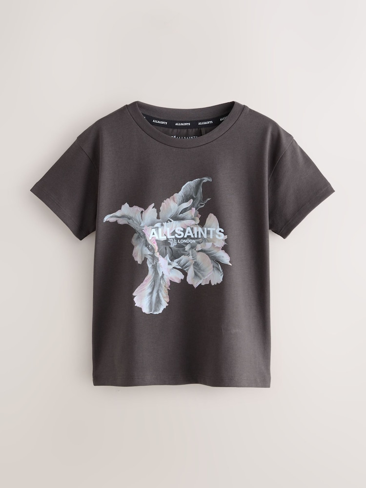 smALLSAINTS Black/Fleurir Girls Grace Graphic Crew T-Shirt - Image 1 of 4