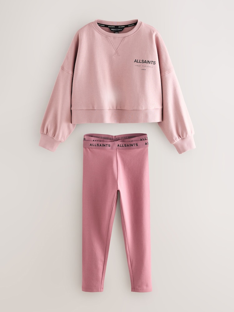 smALLSAINTS Mid Pink Underground Cropped Sweatshirt and Legging Set - Image 1 of 8