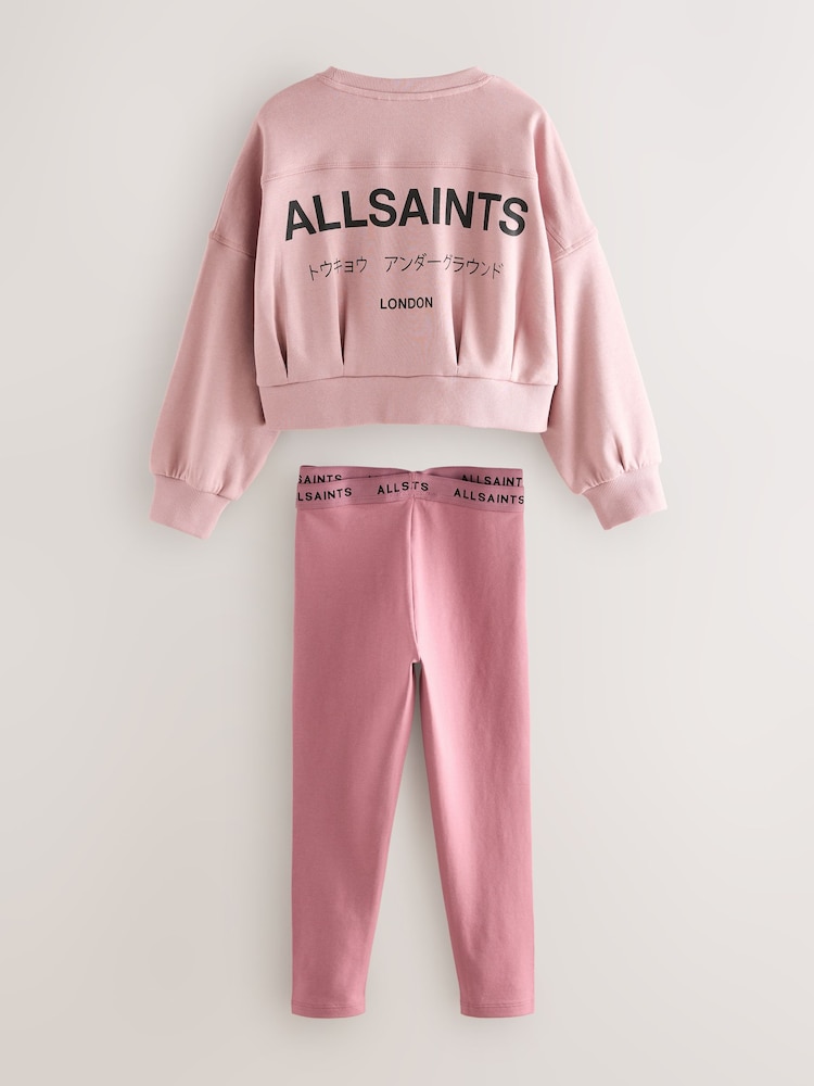 smALLSAINTS Mid Pink Underground Cropped Sweatshirt and Legging Set - Image 2 of 8