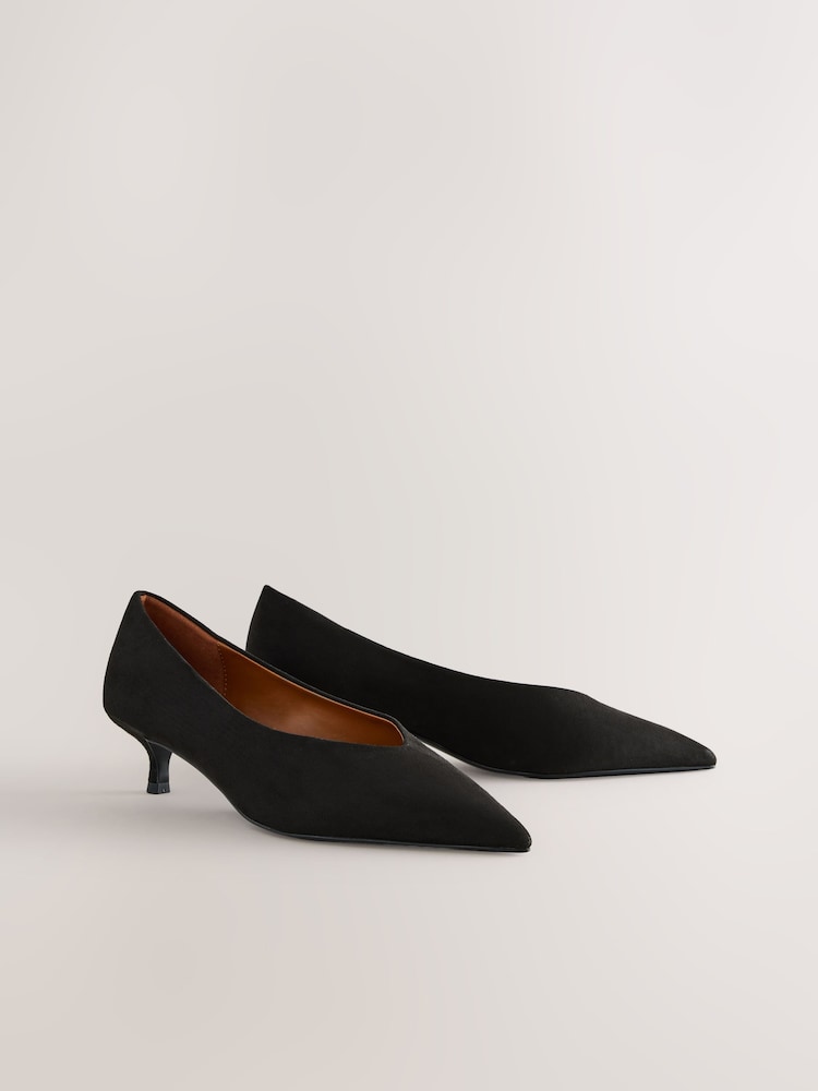 Black Standard/Wide Fit Forever Comfort® Point Toe Low Kitten Heels - Image 2 of 6