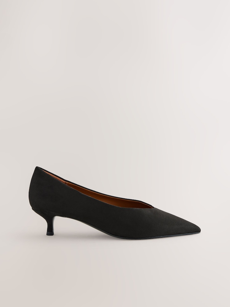 Black Standard/Wide Fit Forever Comfort® Point Toe Low Kitten Heels - Image 3 of 6
