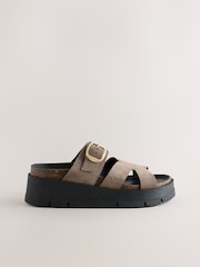 Neutral Forever Comfort® Leather Strap Buckle Detail Sandals - Image 2 of 5