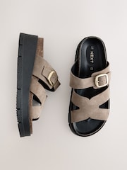 Neutral Forever Comfort® Leather Strap Buckle Detail Sandals - Image 3 of 5