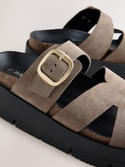 Neutral Forever Comfort® Leather Strap Buckle Detail Sandals - Image 5 of 5