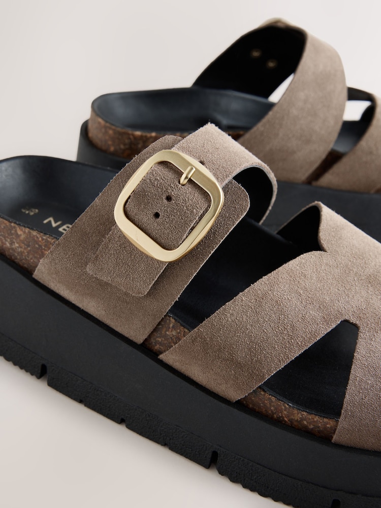 Neutral Forever Comfort® Leather Strap Buckle Detail Sandals - Image 5 of 5