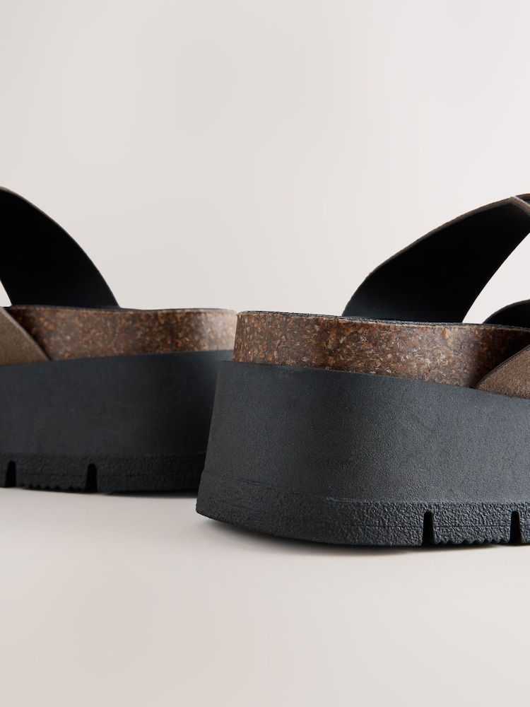 Neutral Forever Comfort® Leather Strap Buckle Detail Sandals - Image 9 of 10
