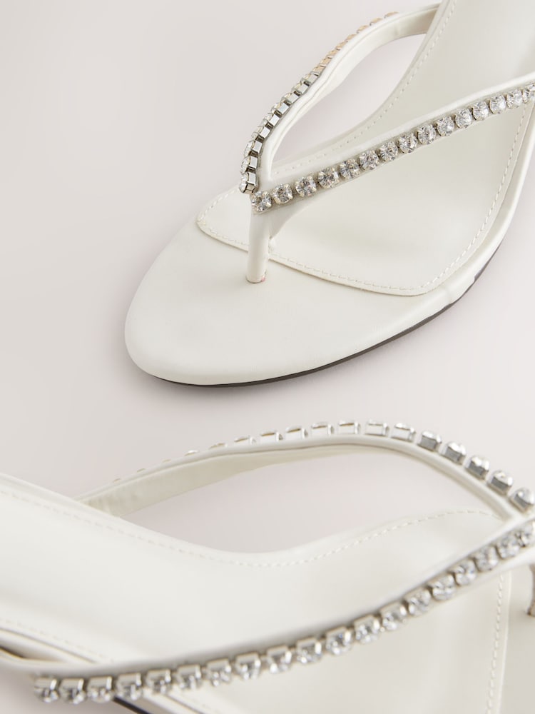 Bone Forever Comfort® Jewelled Toe Thong Kitten Heels - Image 10 of 10