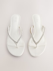 Bone Forever Comfort® Jewelled Toe Thong Kitten Heels - Image 8 of 10