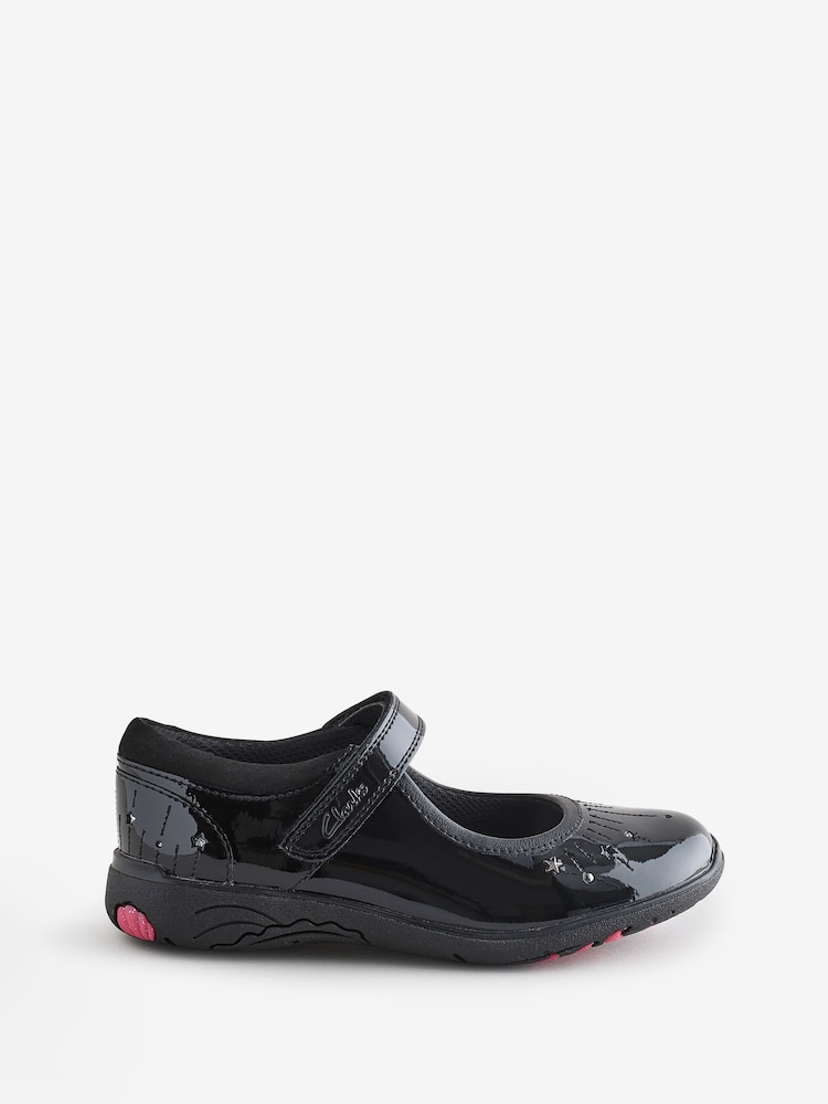 Clarks Black Patent Wide Fit (G) Younger Girls Relda Wish Mary Jane Shoes - Image 1 of 1