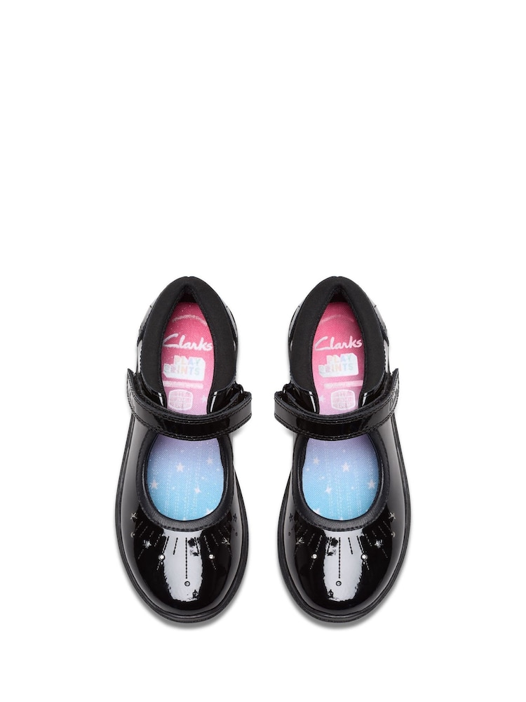 Clarks Black Patent Wide Fit (G) Younger Girls Relda Wish Mary Jane Shoes - Image 2 of 3
