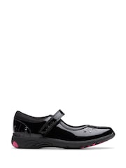 Clarks Black Patent Extra Wide Fit (H) Younger Girls Relda Wish Mary Jane Shoes - Image 1 of 6