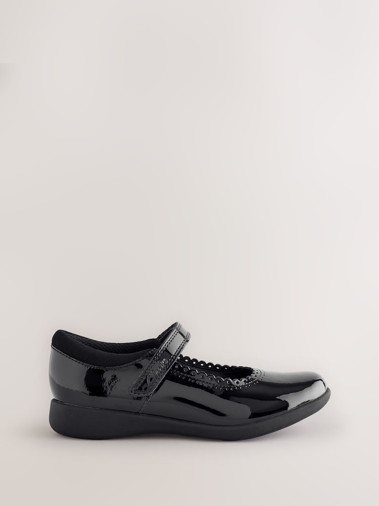 Clarks Black Patent Standard Fit (F) Younger Girls Etch Pure School Shoes - Image 1 of 1