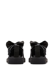 Clarks Black Patent Standard Fit (F) Younger Girls Lorcham Bow Leather Shoes - Image 4 of 6