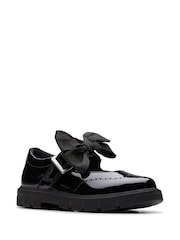 Clarks Black Patent Wide Fit (G) Younger Girls Lorcham Bow Leather Shoes - Image 3 of 6