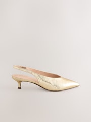 Gold Extra Wide Fit Forever Comfort® Point Toe Low Slingback Kitten Heels - Image 6 of 10