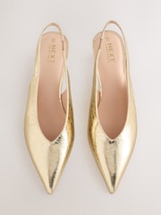 Gold Extra Wide Fit Forever Comfort® Point Toe Low Slingback Kitten Heels - Image 8 of 10